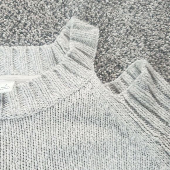 AYLA‎ Sweater Cut Out Shoulder Beige Marbled LARGE Francesca's - Picture 11 of 13